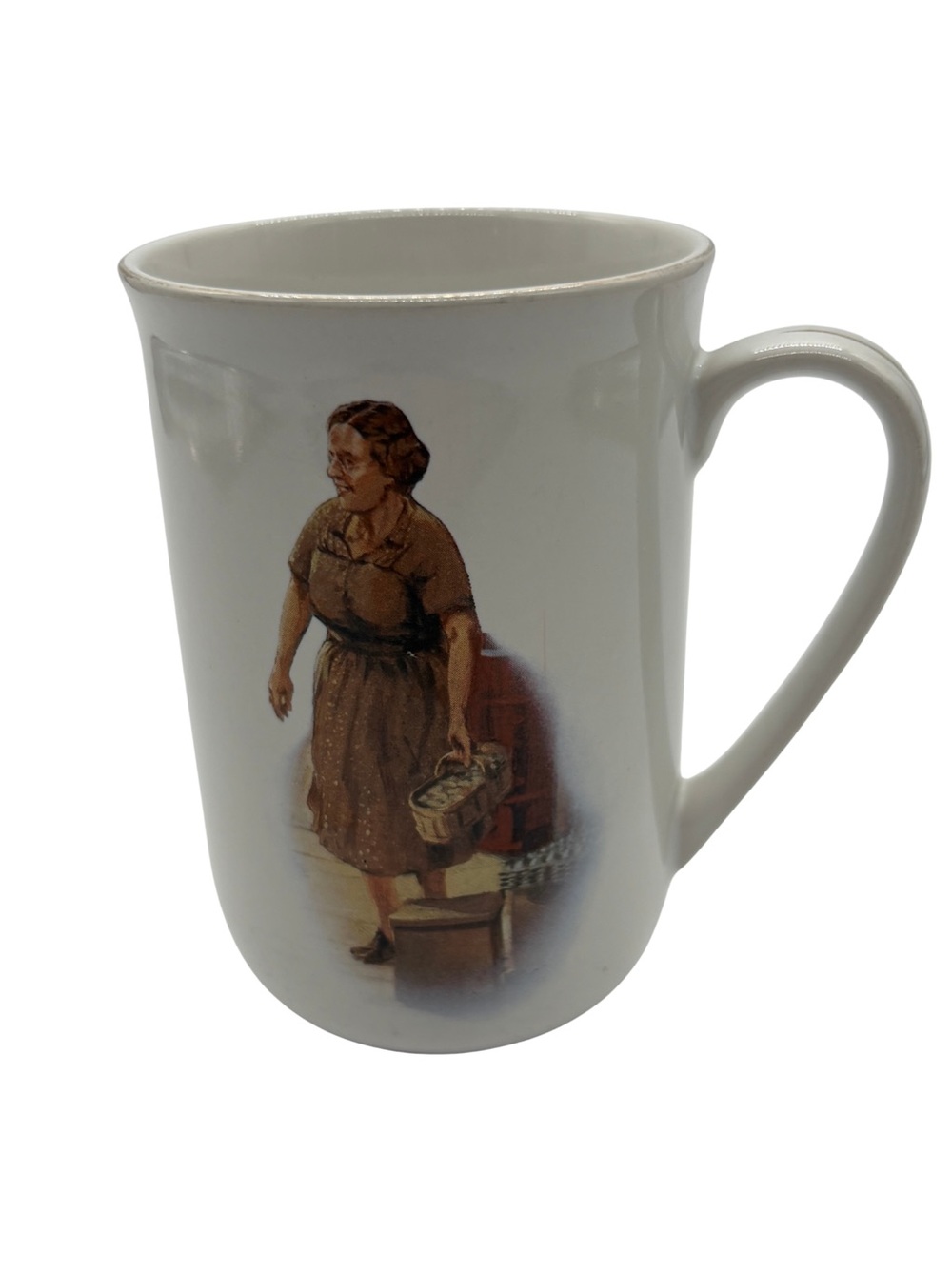 Vintage 1989 Co-Op 75th Anniversary Farm Woman Gold Rim Mug Korea